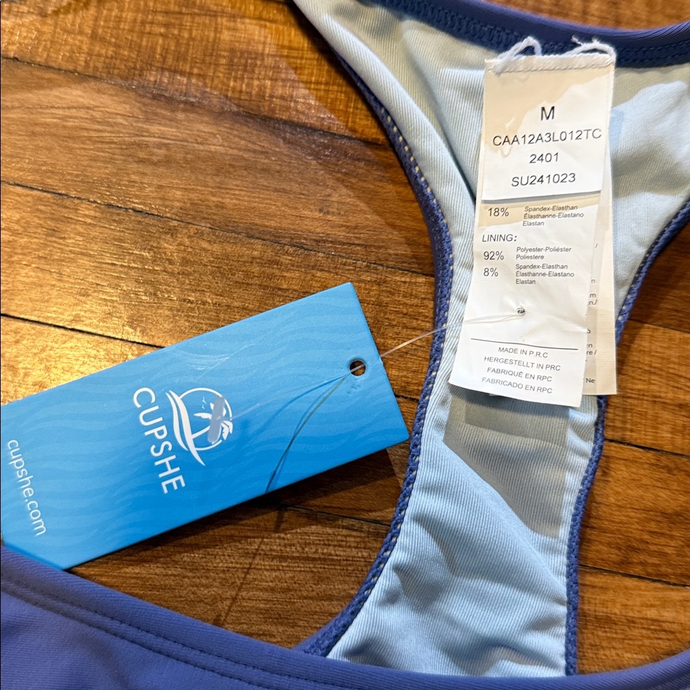 CUPSHE Women's Scoop Bikini Swim Top & Bottoms NWT S/M (g1) - Picture 6 of 7